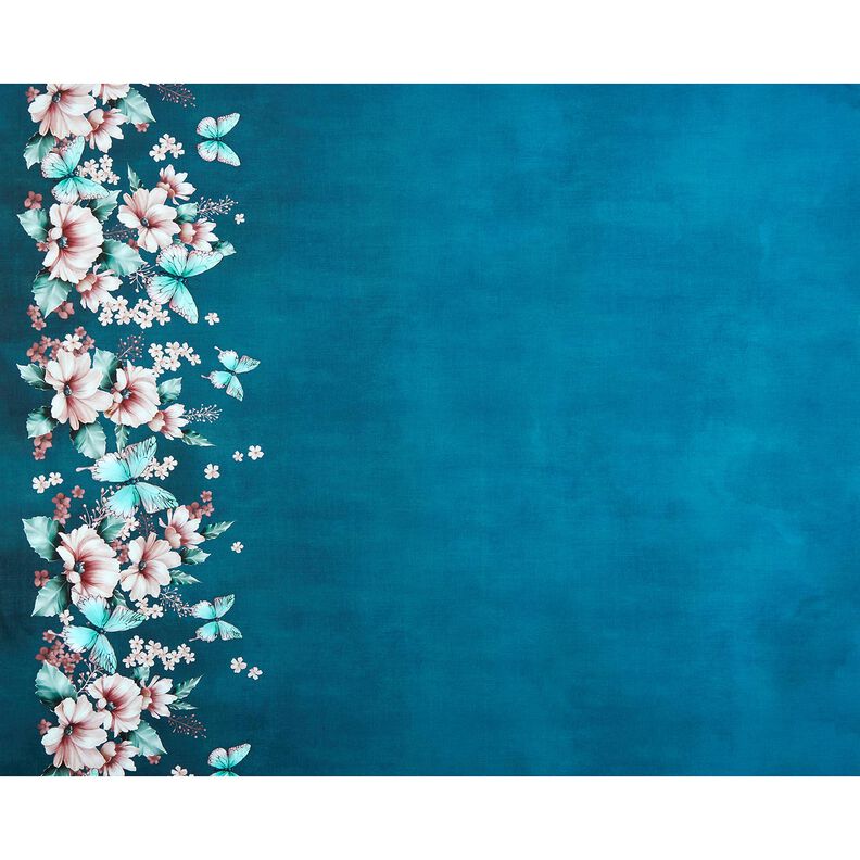 Jersey coton Prairie de papillons | Glitzerpüppi  – pétrole légère/rosé,  image number 5