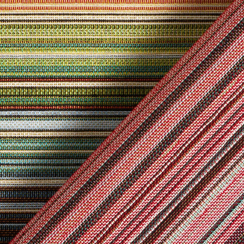Tissu de d&eacute;coration Gobelin Bandes arc-en-ciel &ndash; carmin/vert,  image number 4