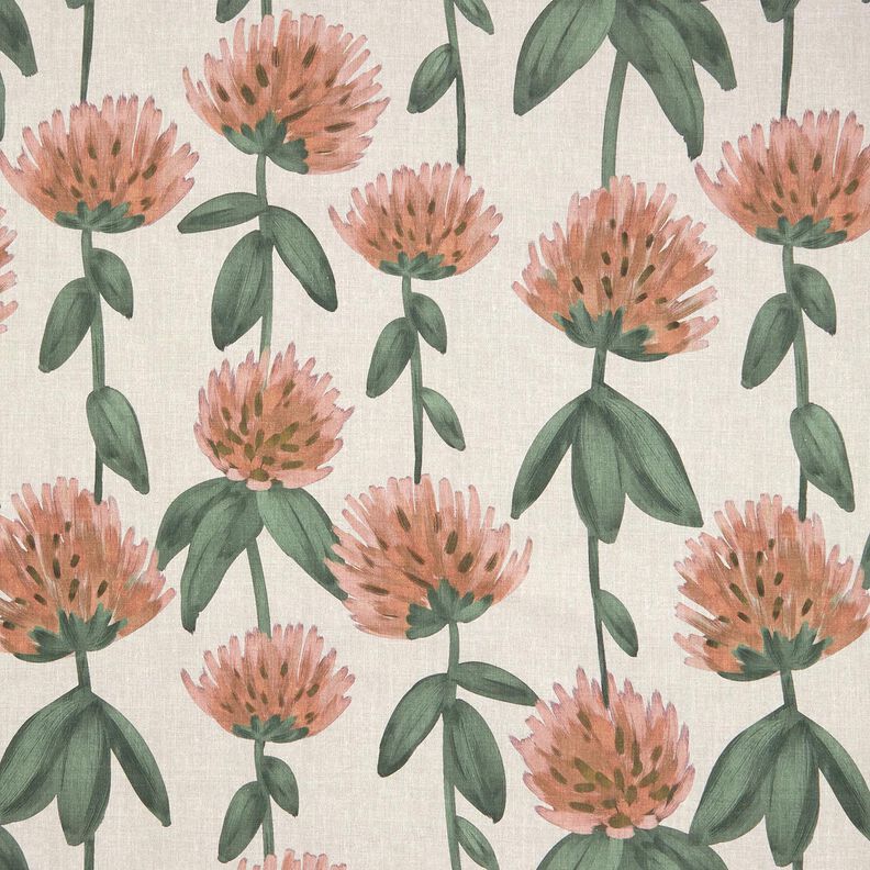 Tissu de décoration Semi-panama trèfle en fleurs – rouge/taupe clair,  image number 1