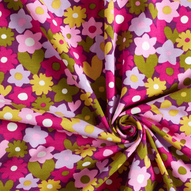 Jersey coton Fleurs colorées | Poppy Fabrics – raisin,  image number 3
