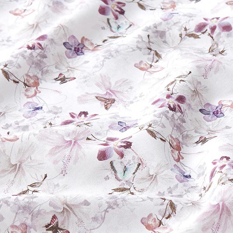 Tissu de décoration Popeline coton Papillons & Orchidées – violet pastel,  image number 2