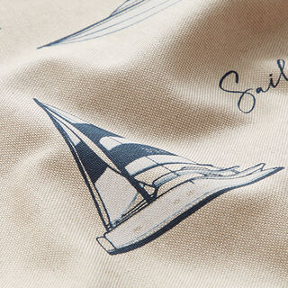 Tissu de décoration Semi-panama "Yacht Club" – nature/rouge, 