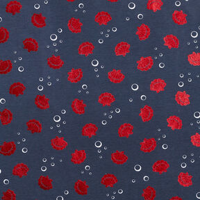 Jersey coton Coquillages M&eacute;tallique &ndash; bleu noir/rouge, 