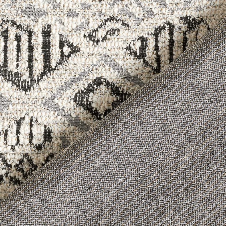 Tricot bouclé à motif ikat – gris/blanc, image number 4