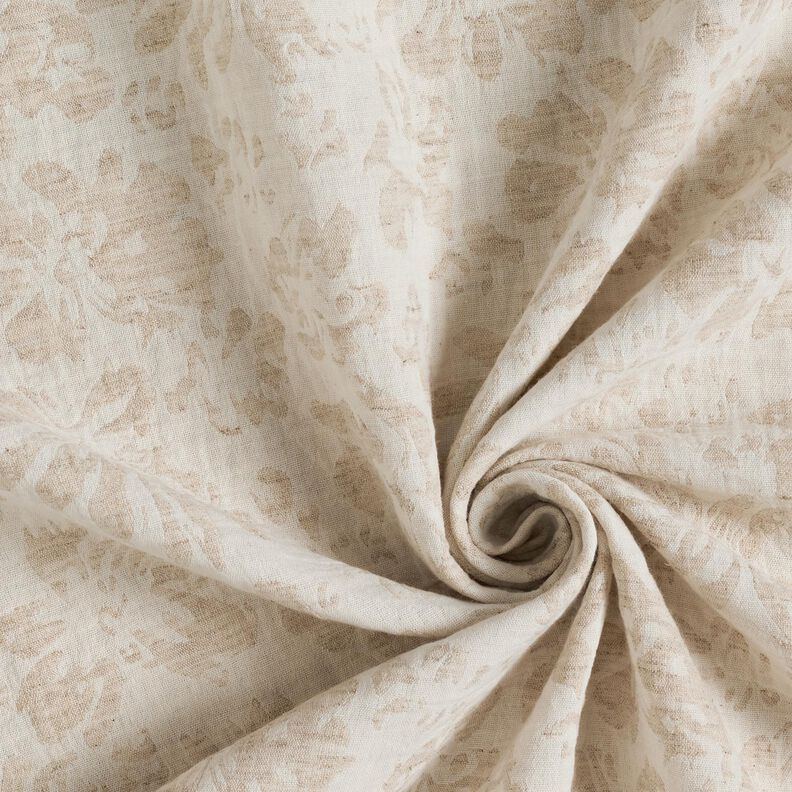 Tissu double gaze de coton Mélange lin Fleurs – amande,  image number 3