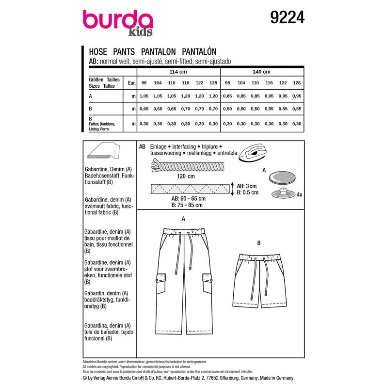 Pantalon | Burda 9224 | 98-128,  image number 9