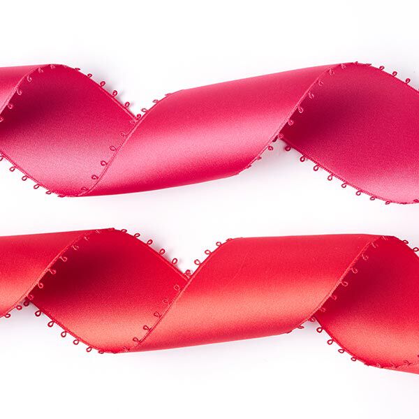 Bande de satin Bordure picot - rose vif, image number 3