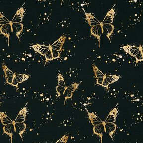 Jersey coton Papillons dorés | Glitzerpüppi – noir, 