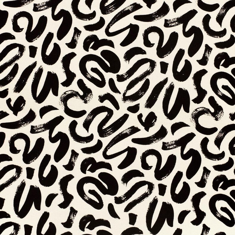 Jersey viscose Coups de pinceau abstraits – crème/noir,  image number 1