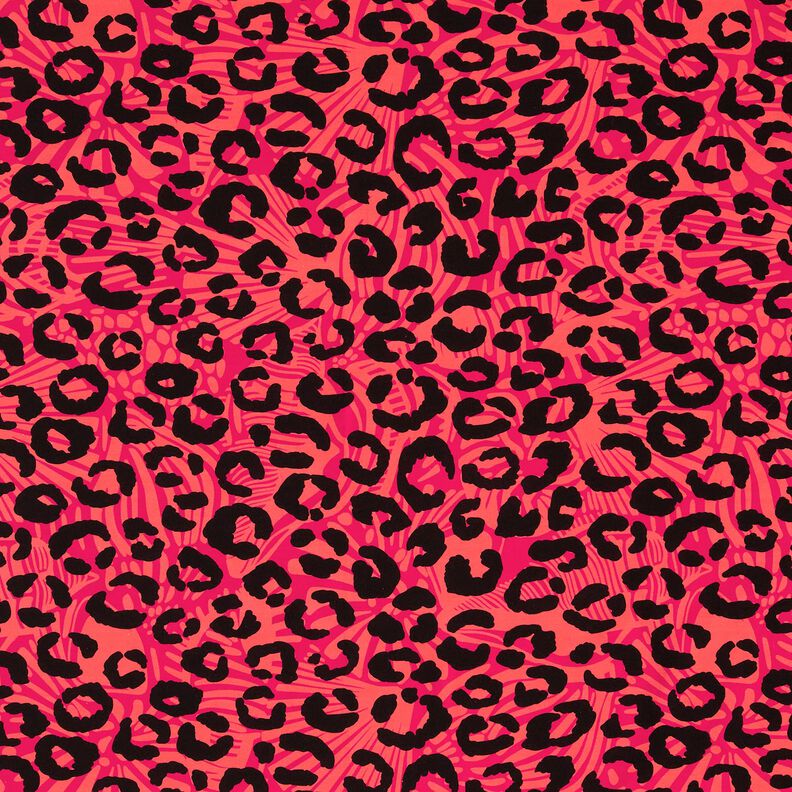 French Terry Sweat d’été Lion et fleurs – rose vif/orange, image number 1
