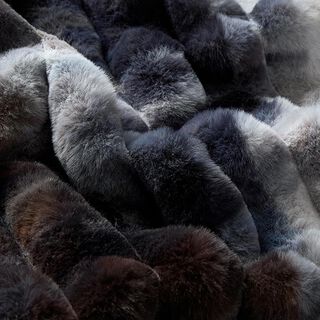 Batik en fausse fourrure à structure côtelée – gris clair/bleu, 