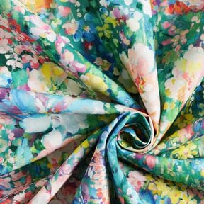 Tissu de décoration Canvas Tableau de fleurs – vert/rose, 