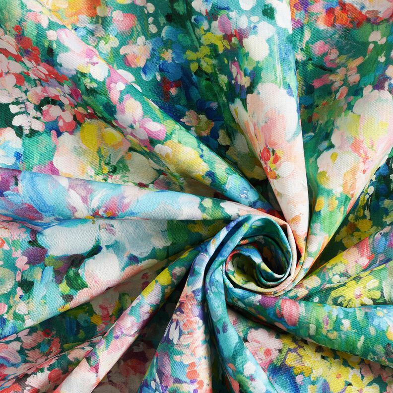 Tissu de décoration Canvas Tableau de fleurs – vert/rose,  image number 2