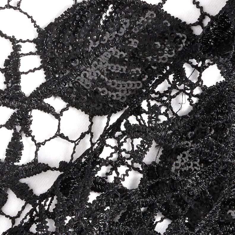 Dentelle avec paillettes et bord festonné – noir,  image number 4