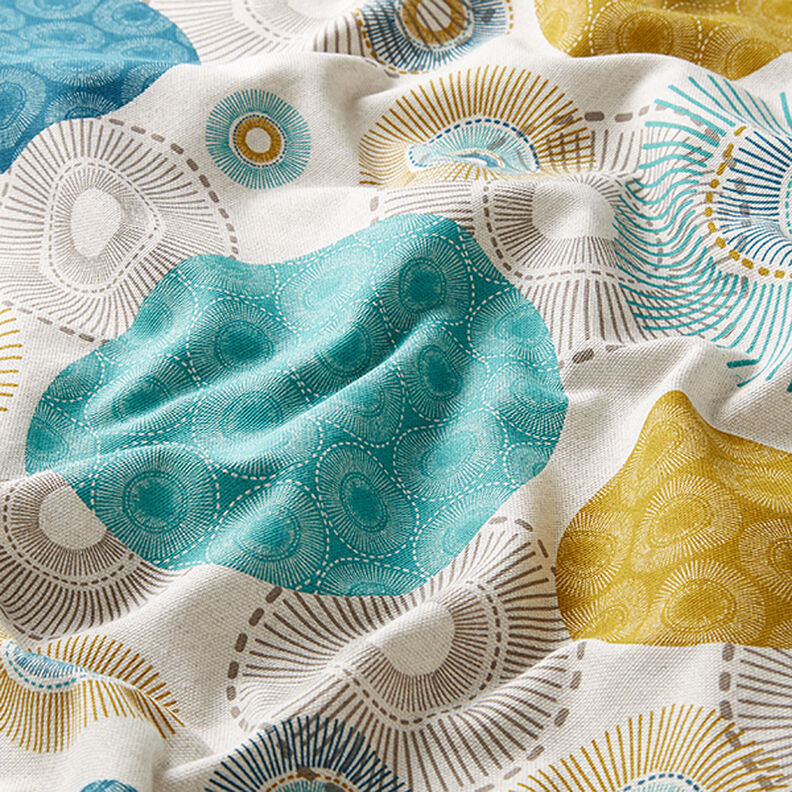 Tissu de décoration Semi-panama Cercles – bleu,  image number 2