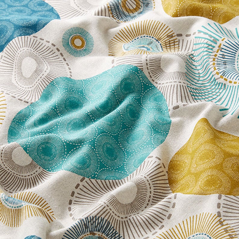 Tissu de décoration Semi-panama Cercles – bleu, image number 2
