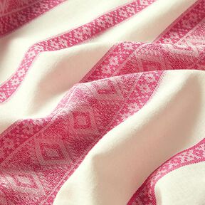 Tissu en coton motif losanges – écru/rose vif, 