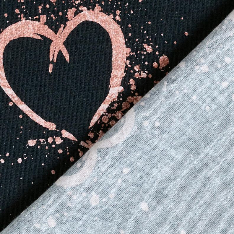 Jersey coton Cœurs dorés mouchetés | Glitzerpüppi – bleu noir/vieux rose foncé,  image number 4