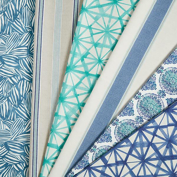 Tissu d’extérieur Canvas Feuilles abstraites – bleu, image number 8
