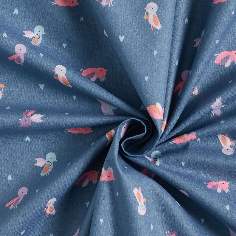 Popeline coton Bal masqué des oiseaux – gris bleu, image number 4