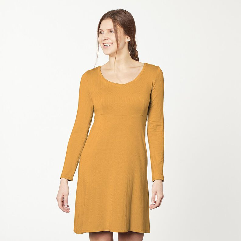 Jersey coton Medium uni – jaune curry,  image number 4