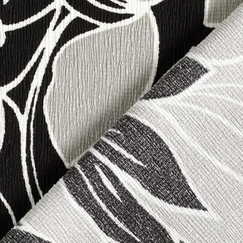 Crêpe stretch Grandes fleurs – noir/gris clair, image number 4