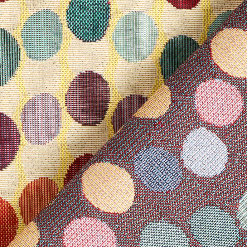 Tissu de décoration Gobelin Vagues en pointillés – beige clair/bleu, image number 4