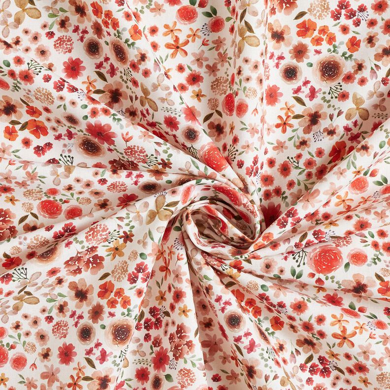 Tissu en coton Cretonne pétales de rose – ivoire/homard, image number 3