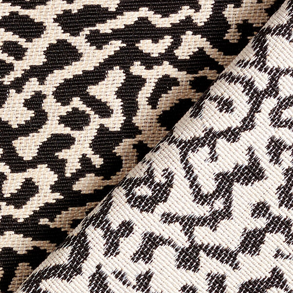 Tissu d’ameublement Jacquard Motif léopard abstrait, grand – noir/sable,  image number 4
