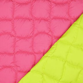 Tissu matelassé Carrés ondulants – rose néon/vert fluo, 
