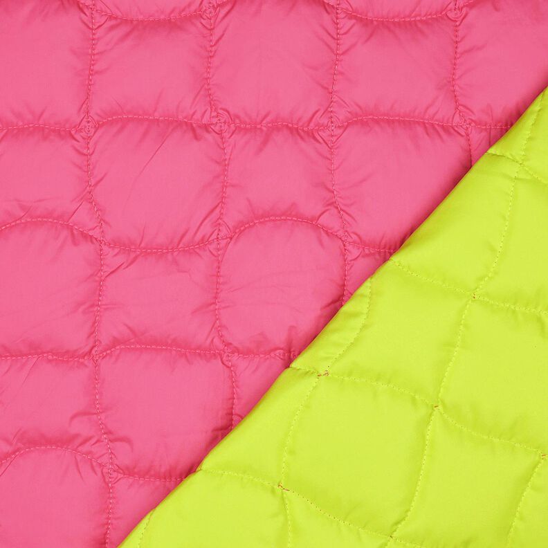 Tissu matelassé Carrés ondulants – rose néon/jaune fluo, image number 1