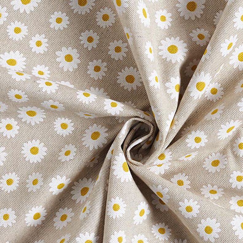 Tissu de décoration Semi-panama petites pâquerettes – nature/blanc,  image number 3