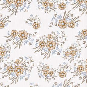Popeline coton bouquets de fleurs délicats – blanc/marron clair, 