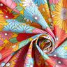 Tissu en coton Cretonne Grandes fleurs rétro – turquoise/jaune soleil,  thumbnail number 3