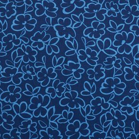 Crêpe de viscose avec fleurs abstraites – bleu marine/bleu roi, 