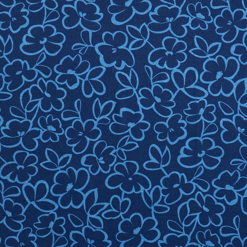Crêpe de viscose avec fleurs abstraites – bleu marine/bleu roi,  image number 1