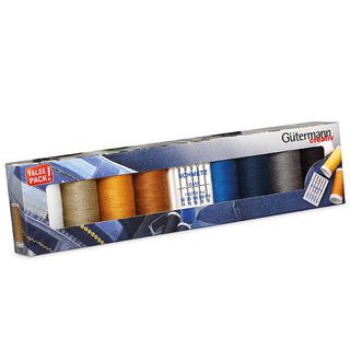 Ensemble de fils à coudre denim avec 5 aiguilles à coudre pour jeans [ 100m | 8 Pièces ] | Gütermann, 