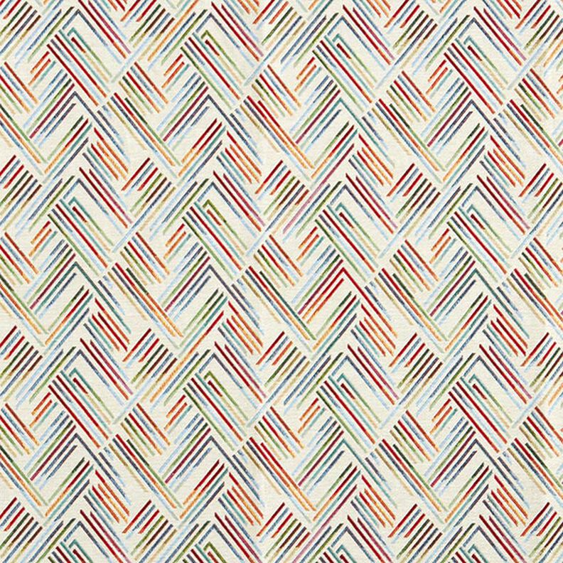 Tissu de décoration Gobelin Ligne en zigzag – beige clair/bleu,  image number 1