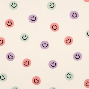 Flanelle coton Smileys | Poppy Fabrics – ivoire/vieux rose, 