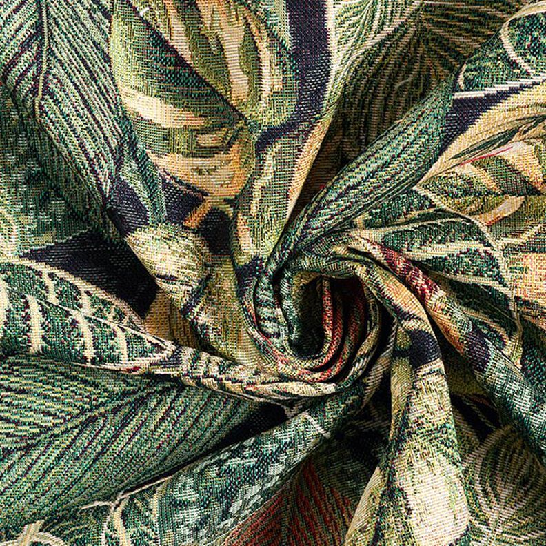 Tissu de décoration Gobelin Feuilles de palmier – vert foncé,  image number 3