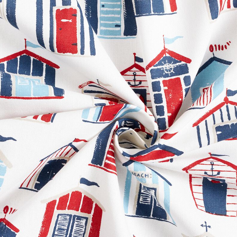 Tissu de décoration Semi-panama Maisons de plage – blanc/bleu marine,  image number 3
