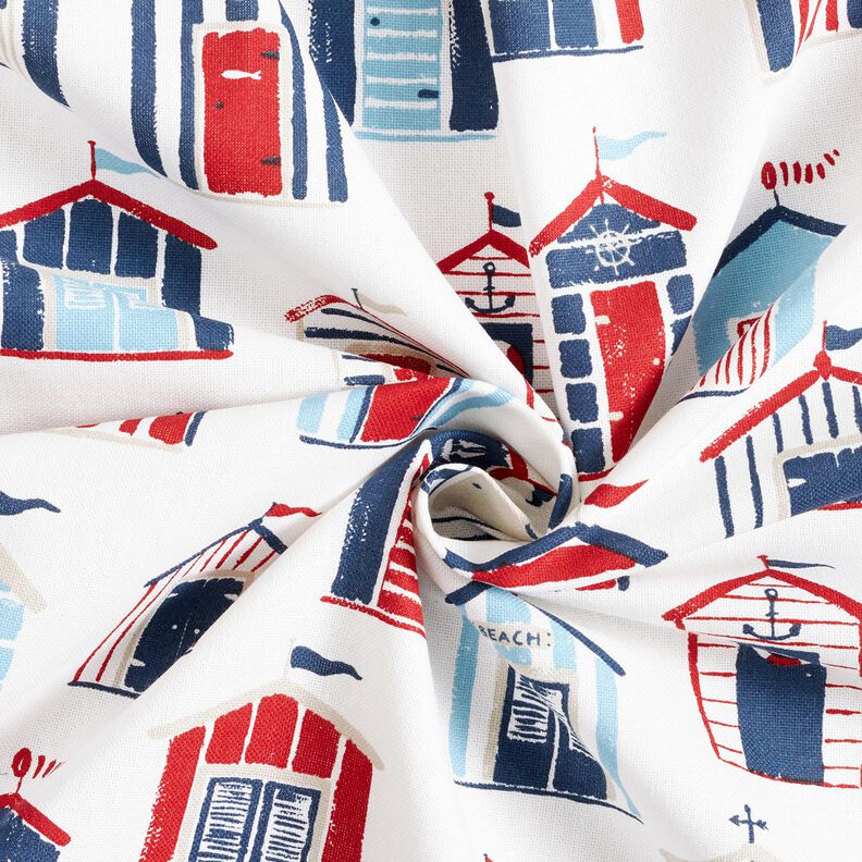 Tissu de décoration Semi-panama Maisons de plage – blanc/bleu marine, image number 3