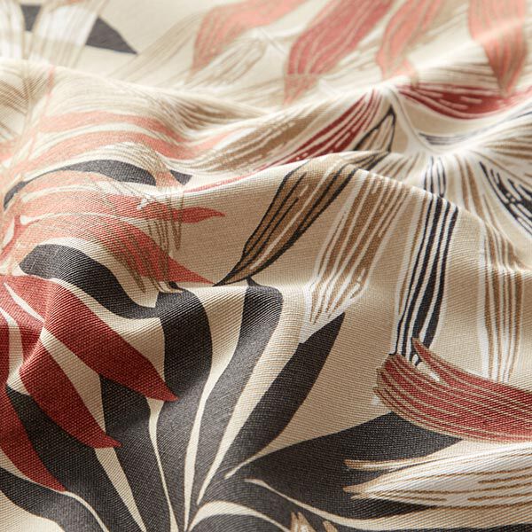 Tissu de décoration Canvas Feuilles de jungle 280cm – sable/moutarde, image number 2