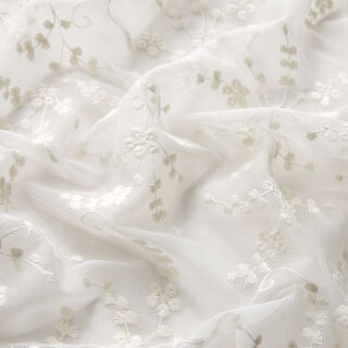 Dentelle de tulle Petites fleurs – blanc | Reste 50cm, 