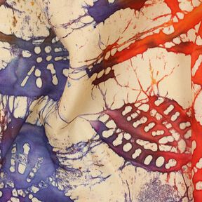 Tissu viscose Batik à feuilles – sable/orange, 