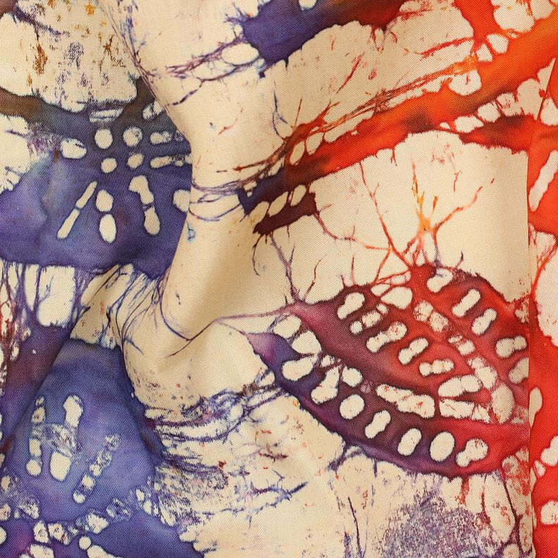 Tissu viscose Batik à feuilles – sable/orange,  image number 2
