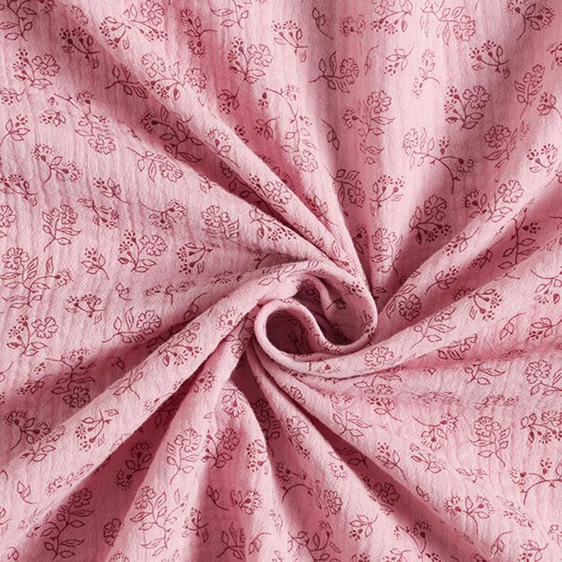 Tissu double gaze de coton Petites vrilles de fleurs – rose,  image number 3