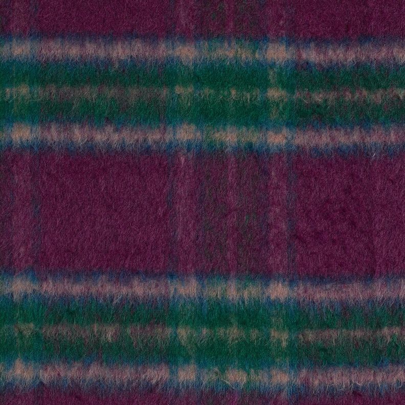 Tissu pour manteau Mélange de laine tissu brossé à carreaux – merlot/sapin bleu, image number 5