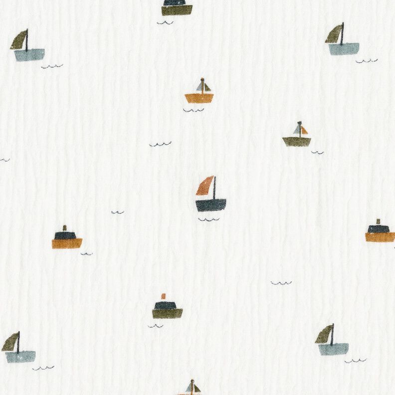 Tissu double gaze de coton Petits bateaux – ivoire,  image number 1