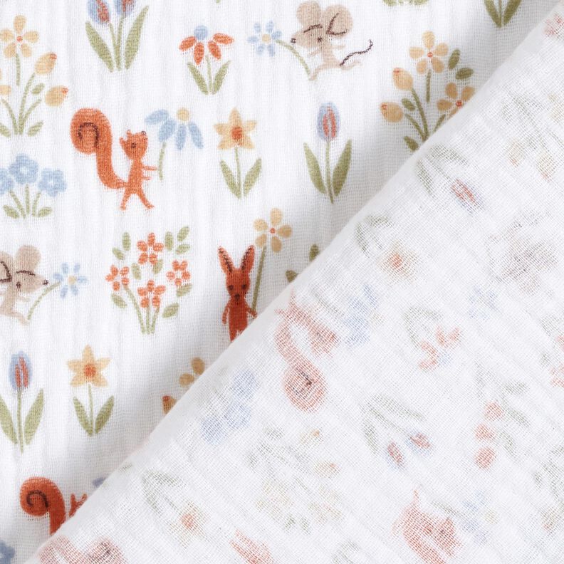 Tissu double gaze de coton Écureuil et souris – blanc,  image number 4